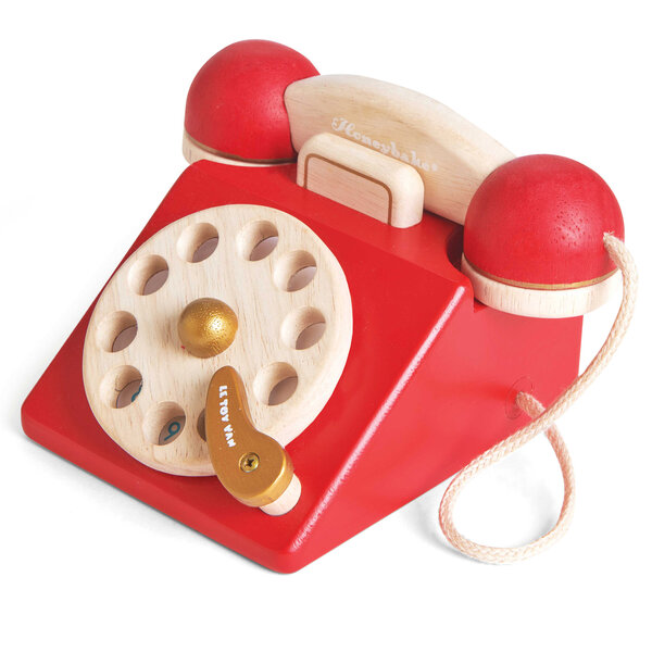 Houten vintage telefoon
