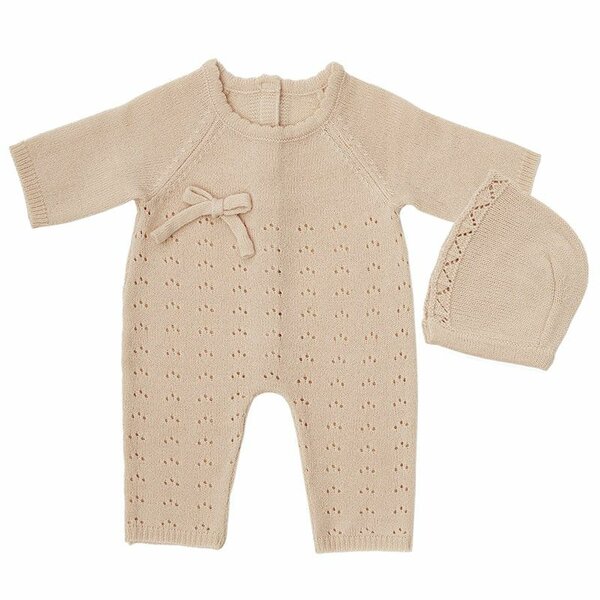 Gebreid babypakje met mutsje perzik 50 cm