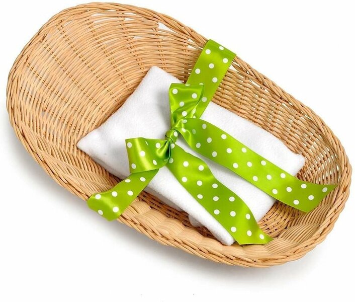 Baby serie cadeaumand met deken en strik