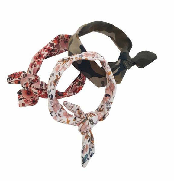 Poppenhaarband met knoop 3 assorti per stuk