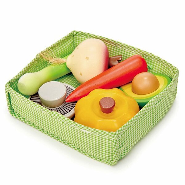 Groente assortiment in stoffen mandje (7 delig)