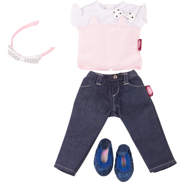 Little Kidz kledingset Denim Cat XM