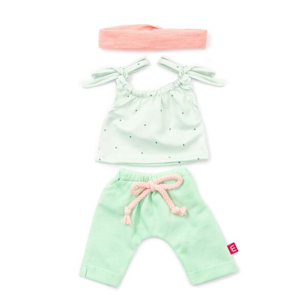 Kledingset groen/roze voor meisjes poppen 38 cm