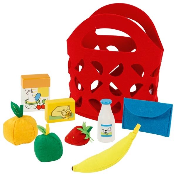 Vilten Boodschappentas met boodschappen (9 delig)