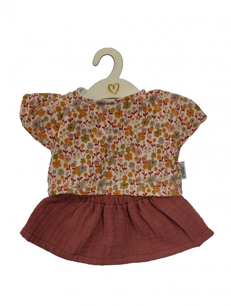 Poppenrok en -shirt blush happy flower (34 cm)