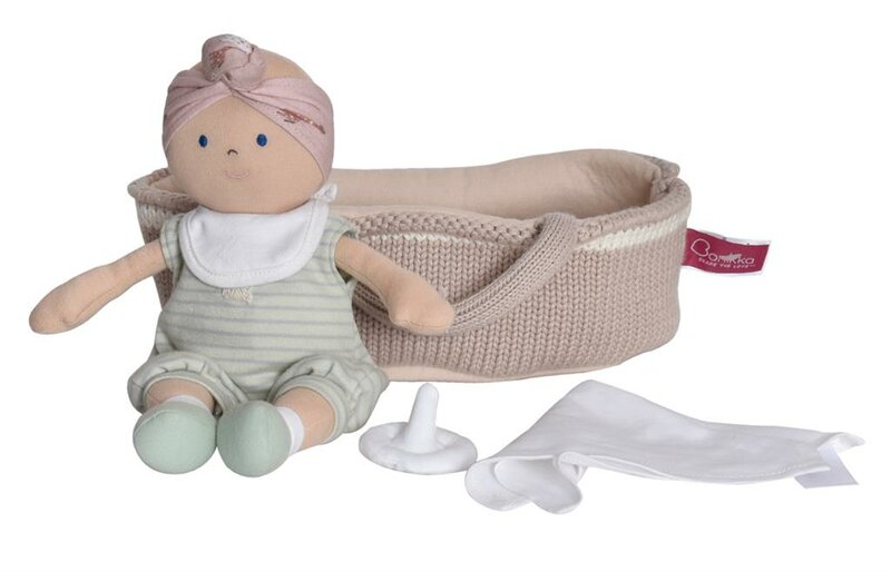 Wiegje met Lappenpop Baby Remi (23 cm)