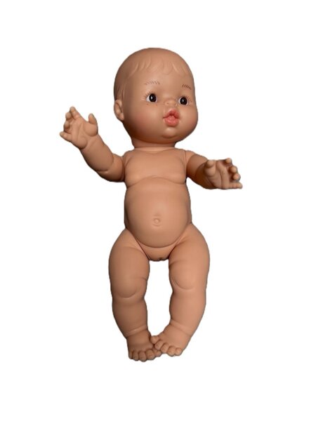 Gordis babymeisje met sproetjes en bruine ogen (34 cm)