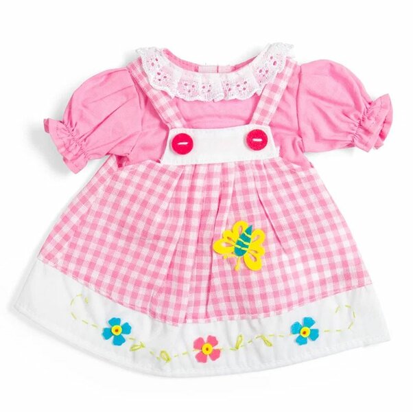 Kledingset 30 cm Roze geblokte Pinafore jurk Medium