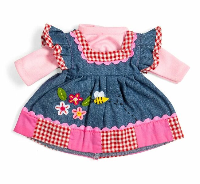 Kledingset 30 cm Denim jurk met Roze bies&nbsp;Medium