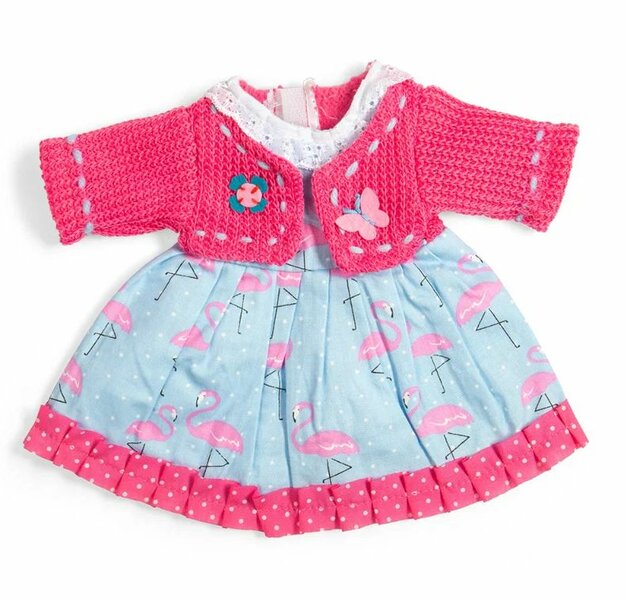 Kledingset 30 cm Flamingo jurk met roze Cardigan Medium