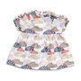 Poppenkleding jurk met wolkjes (36 cm)