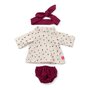 3 delige kledingset bordeaux voor poppen 38 cm