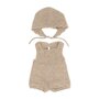 Gebreid beige kruippakje voor poppen 38 cm (2 delig)