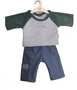 Poppen Jeansbroek en grijs/groen Shirt (34-cm)