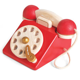 Houten vintage telefoon