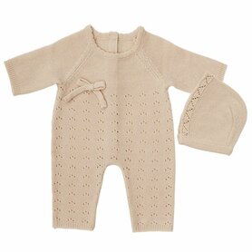 Gebreid babypakje met mutsje perzik 50 cm