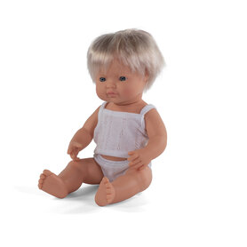 Blank babyjongen met blond haar (38 cm)