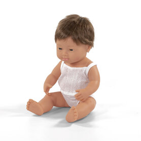 Blank babyjongen met het syndroom van Down (38 cm)