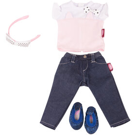 Little Kidz kledingset Denim Cat XM
