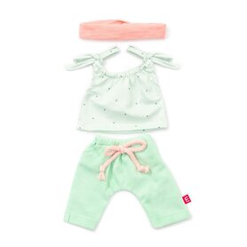 Kledingset groen/roze voor meisjes poppen 38 cm