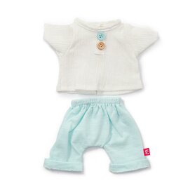 2 delige kledingset blauw voor poppen 38 cm