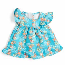 Kledingset 25 cm Blauwe jurk met witte schelpjes Small