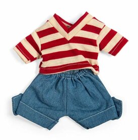 Kledingset 25 cm Denim Shorts en Rood Gestreepte Top  Small