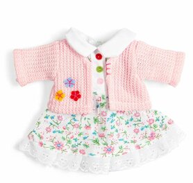 Kledingset 25 cm Roze Bloemen jurk met Cardigan Small