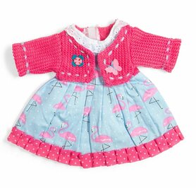 Kledingset 30 cm Flamingo jurk met roze Cardigan Medium