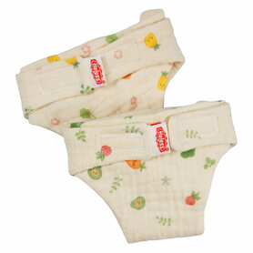 Biologisch katoenen stoffen poppenluiers  fruit maat 35-45 cm (2 st)