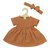 Kledingset Jurk met ruches en haarband caramel (28-35 cm)