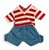 Kledingset 25 cm Denim Shorts en Rood Gestreepte Top  Small